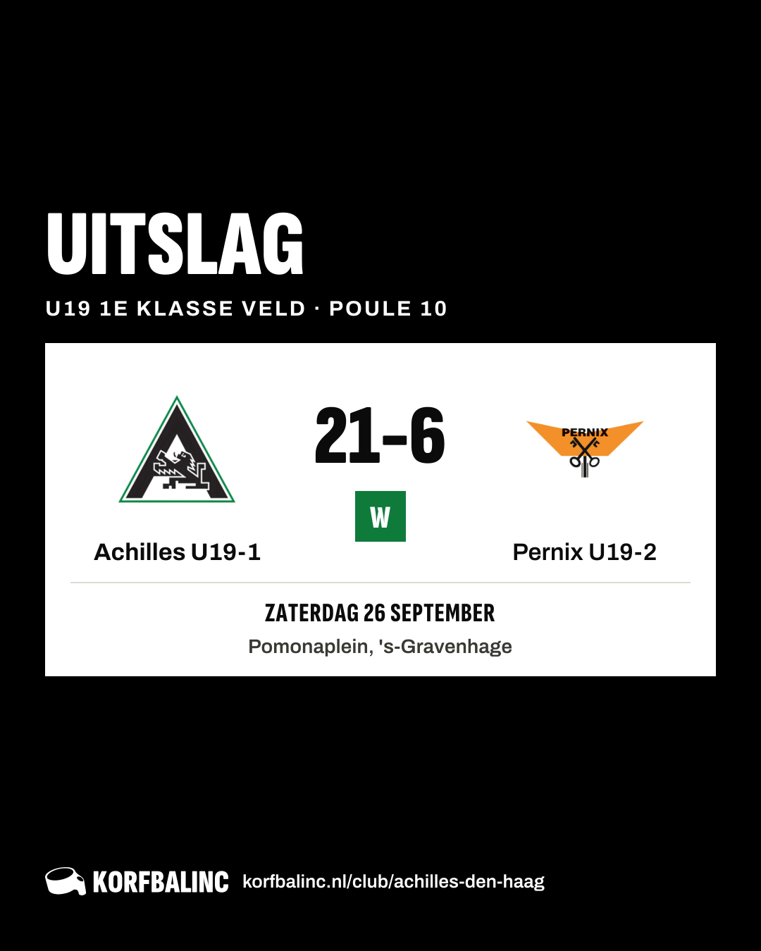 Achilles U19-1 - Pernix U19-2