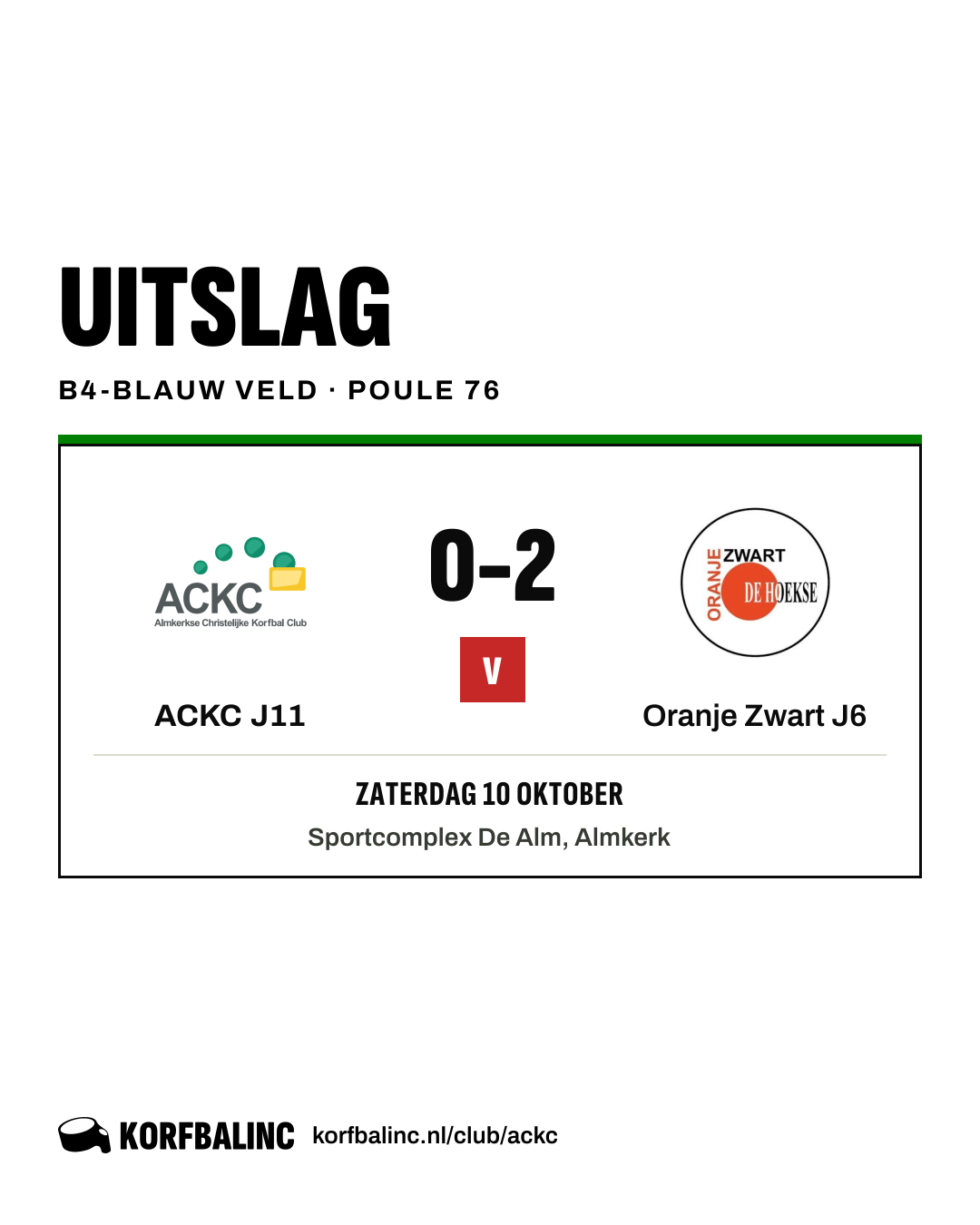 ACKC J11 - Oranje Zwart J6