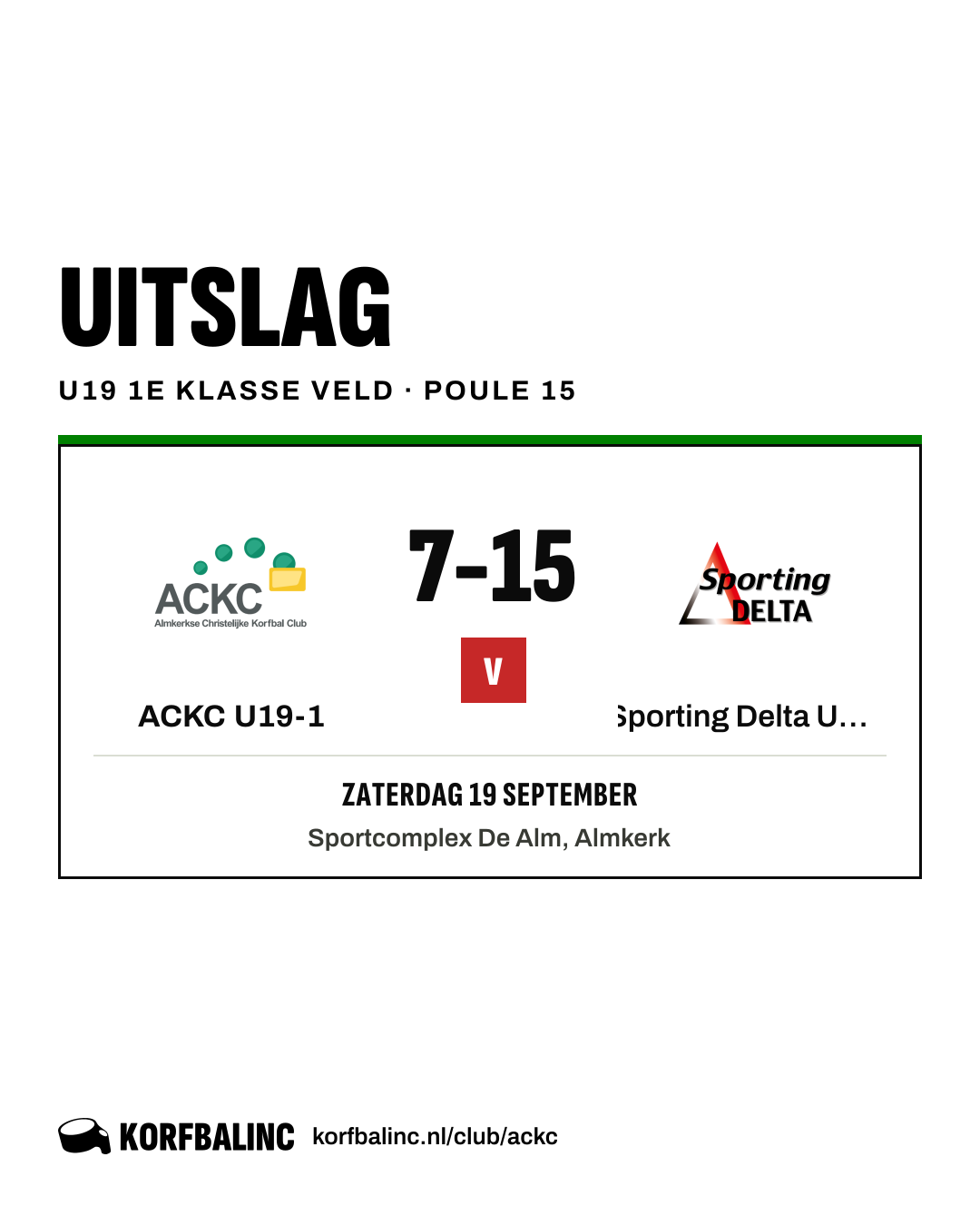 ACKC U19-1 - Sporting Delta U19-1