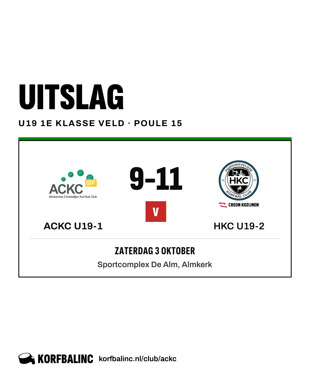 ACKC U19-1 - HKC U19-2