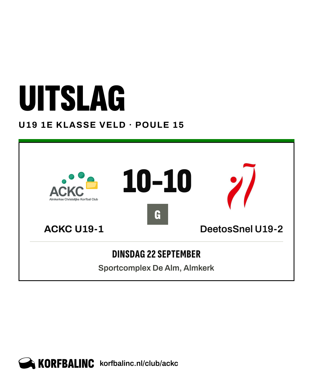 ACKC U19-1 - DeetosSnel U19-2
