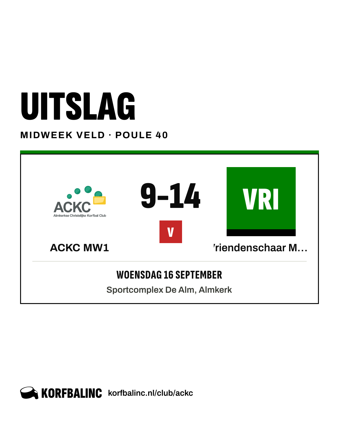 ACKC MW1 - Vriendenschaar MW1