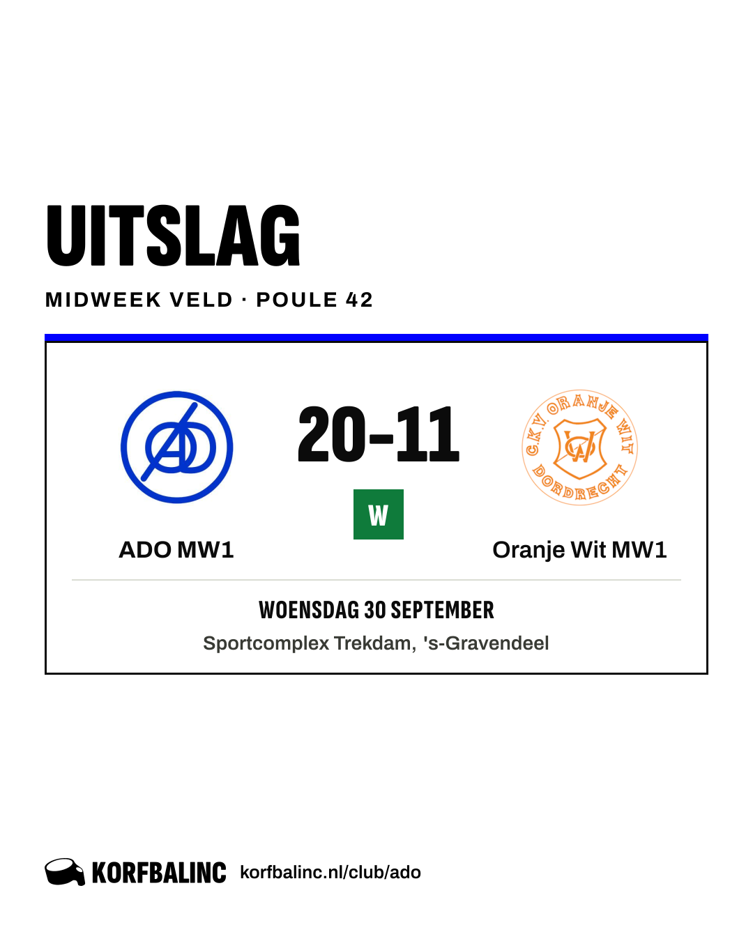 ADO MW1 - Oranje Wit MW1