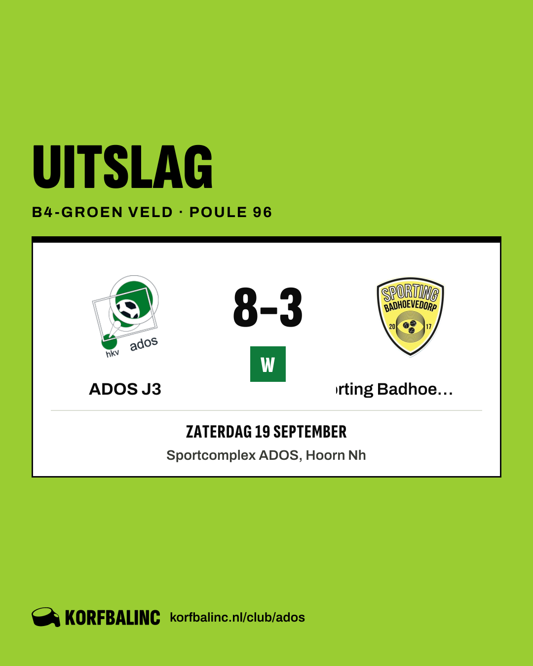 ADOS J3 - Sporting Badhoevedorp J6
