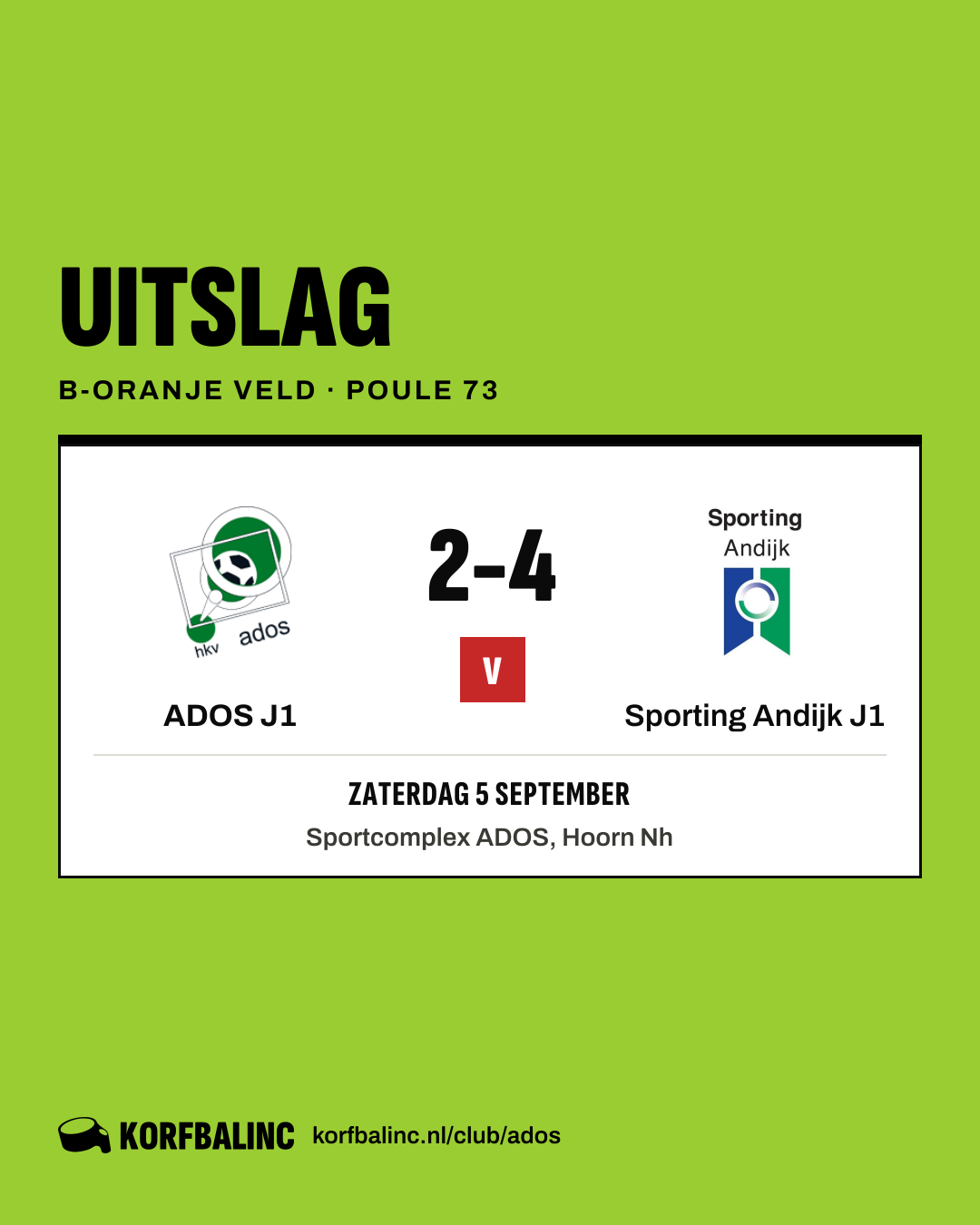 ADOS J1 - Sporting Andijk J1