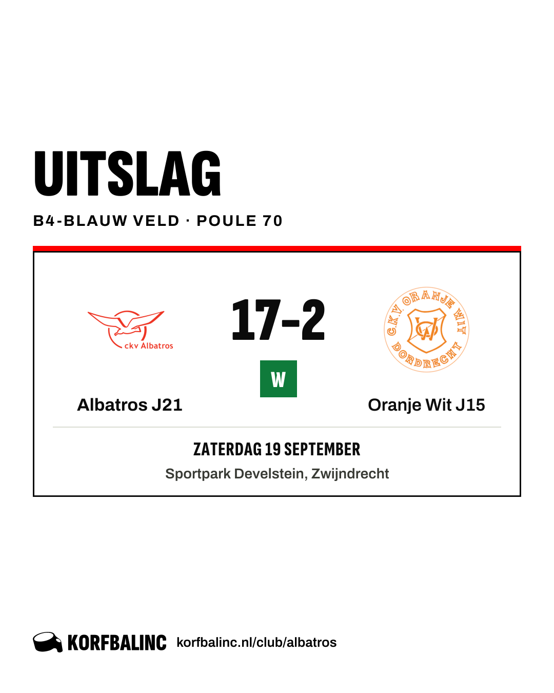 Albatros J21 - Oranje Wit J15
