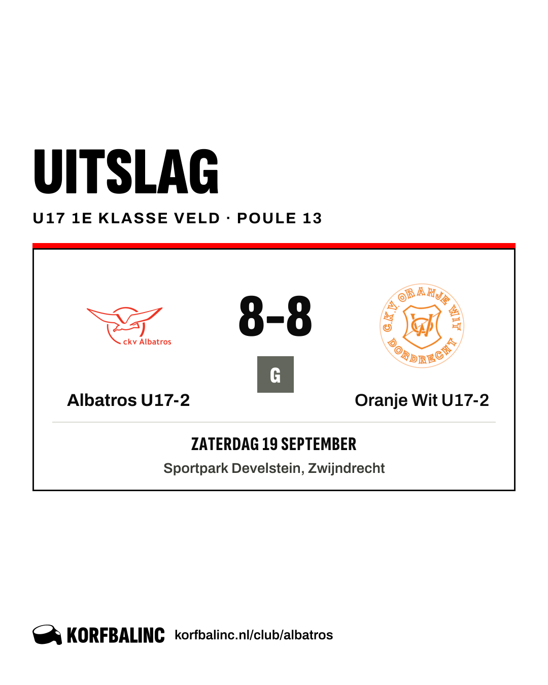 Albatros U17-2 - Oranje Wit U17-2