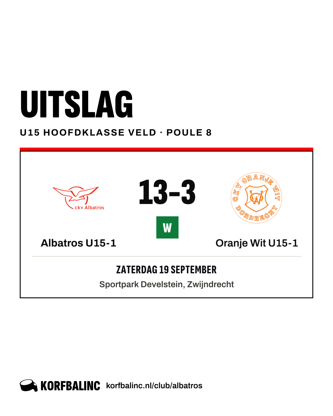 Albatros U15-1 - Oranje Wit U15-1