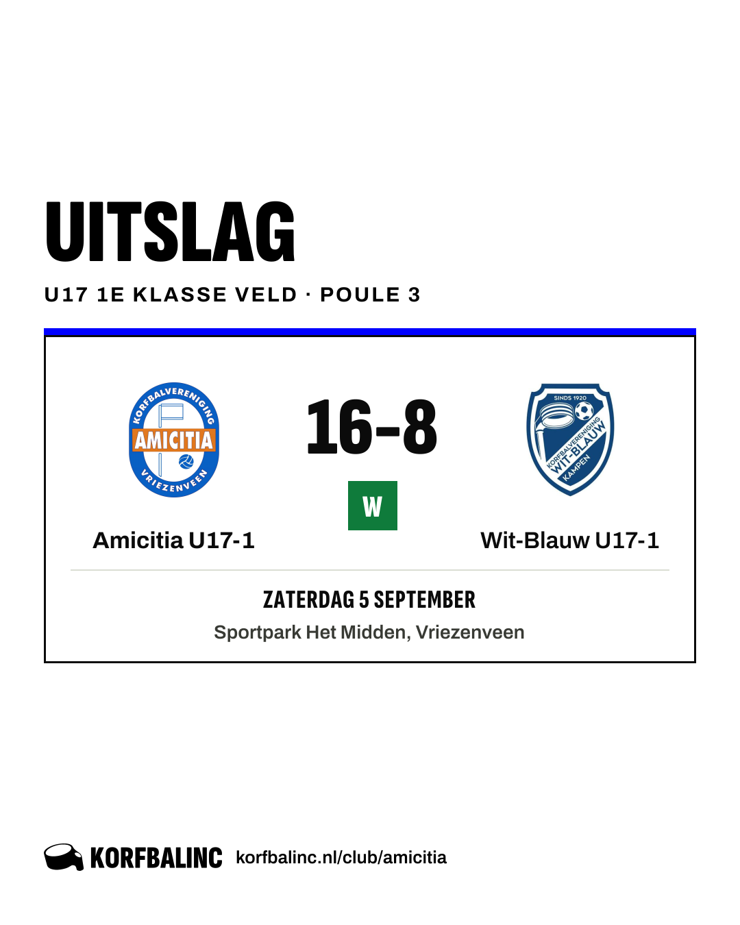 Amicitia U17-1 - Wit-Blauw U17-1