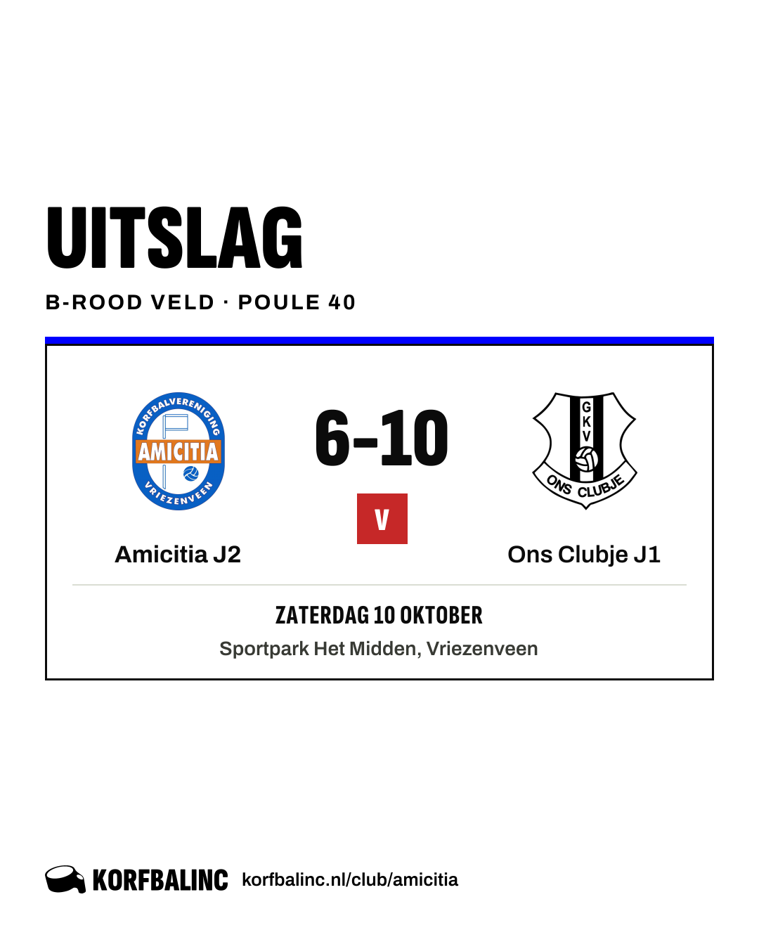 Amicitia J2 - Ons Clubje J1