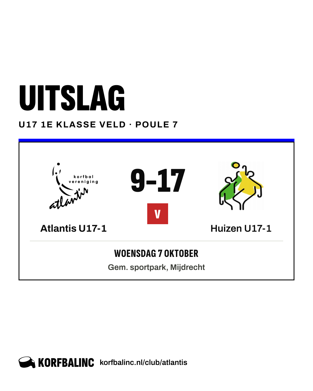 Atlantis U17-1 - Huizen U17-1
