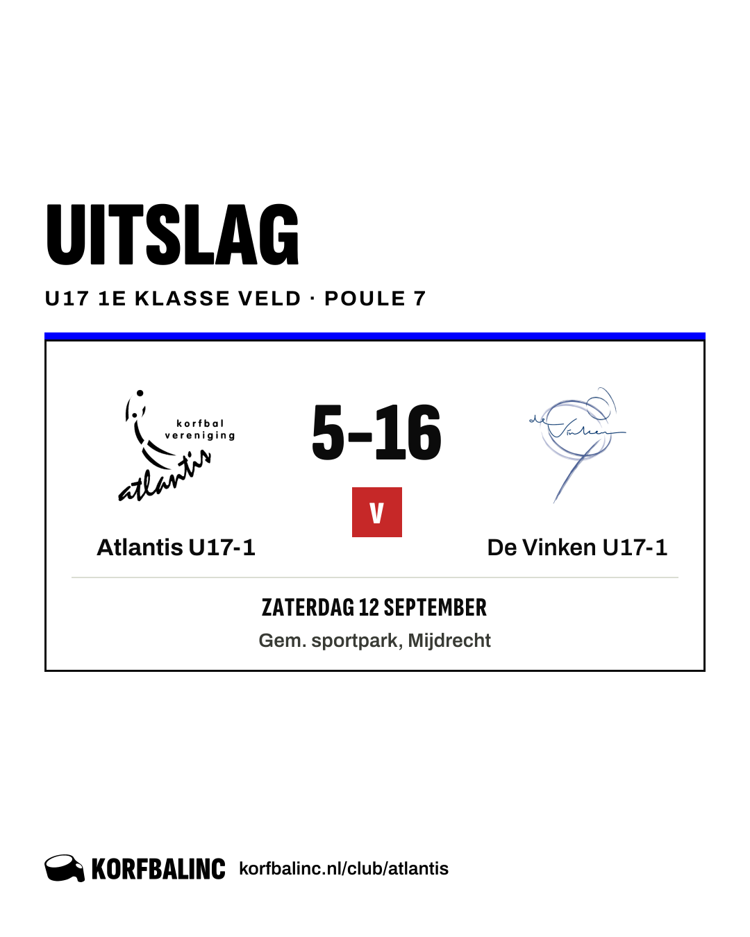 Atlantis U17-1 - De Vinken U17-1