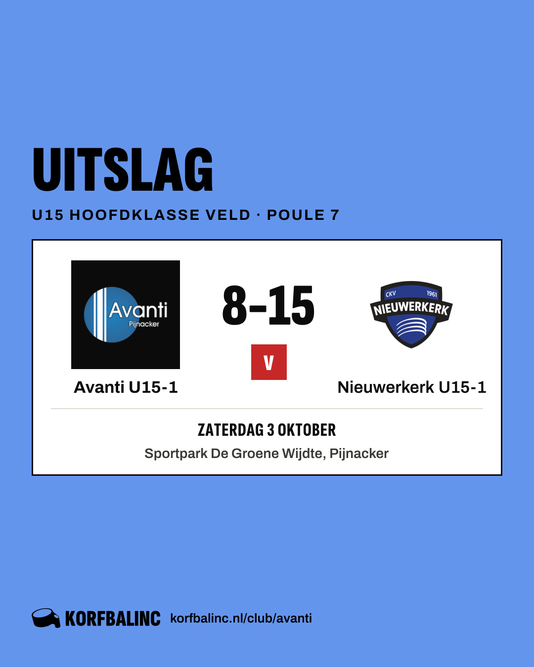 Avanti U15-1 - Nieuwerkerk U15-1