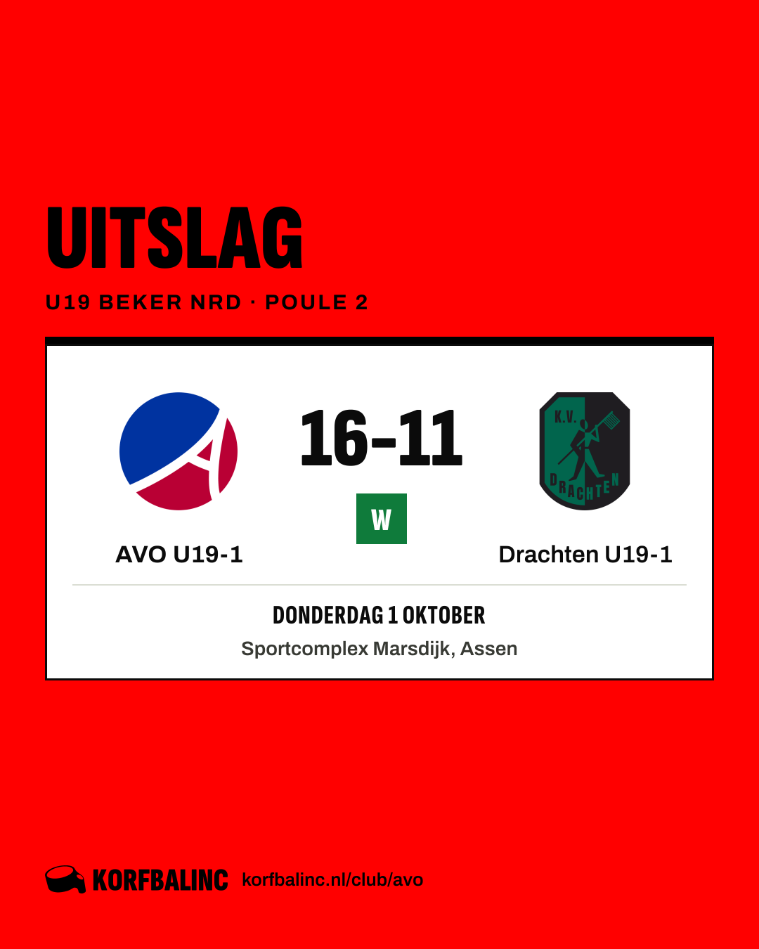 AVO U19-1 - Drachten U19-1
