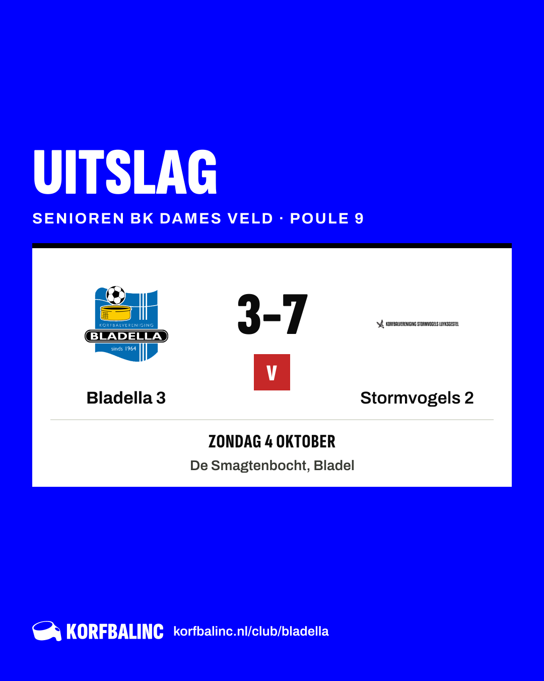 Bladella 3 - Stormvogels 2