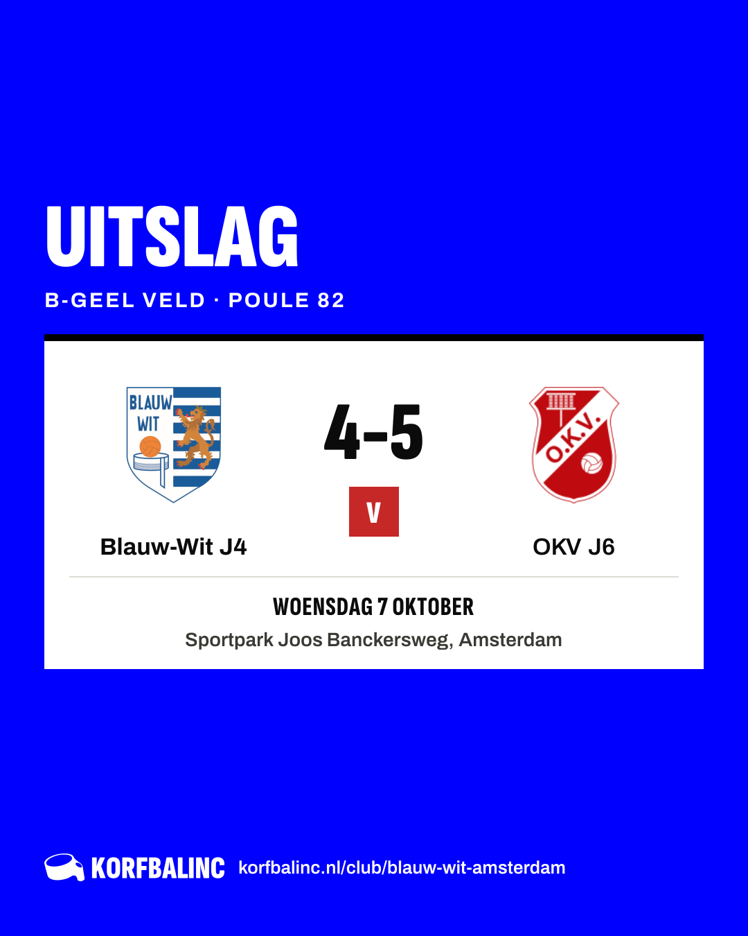 Blauw-Wit J4 - OKV J6