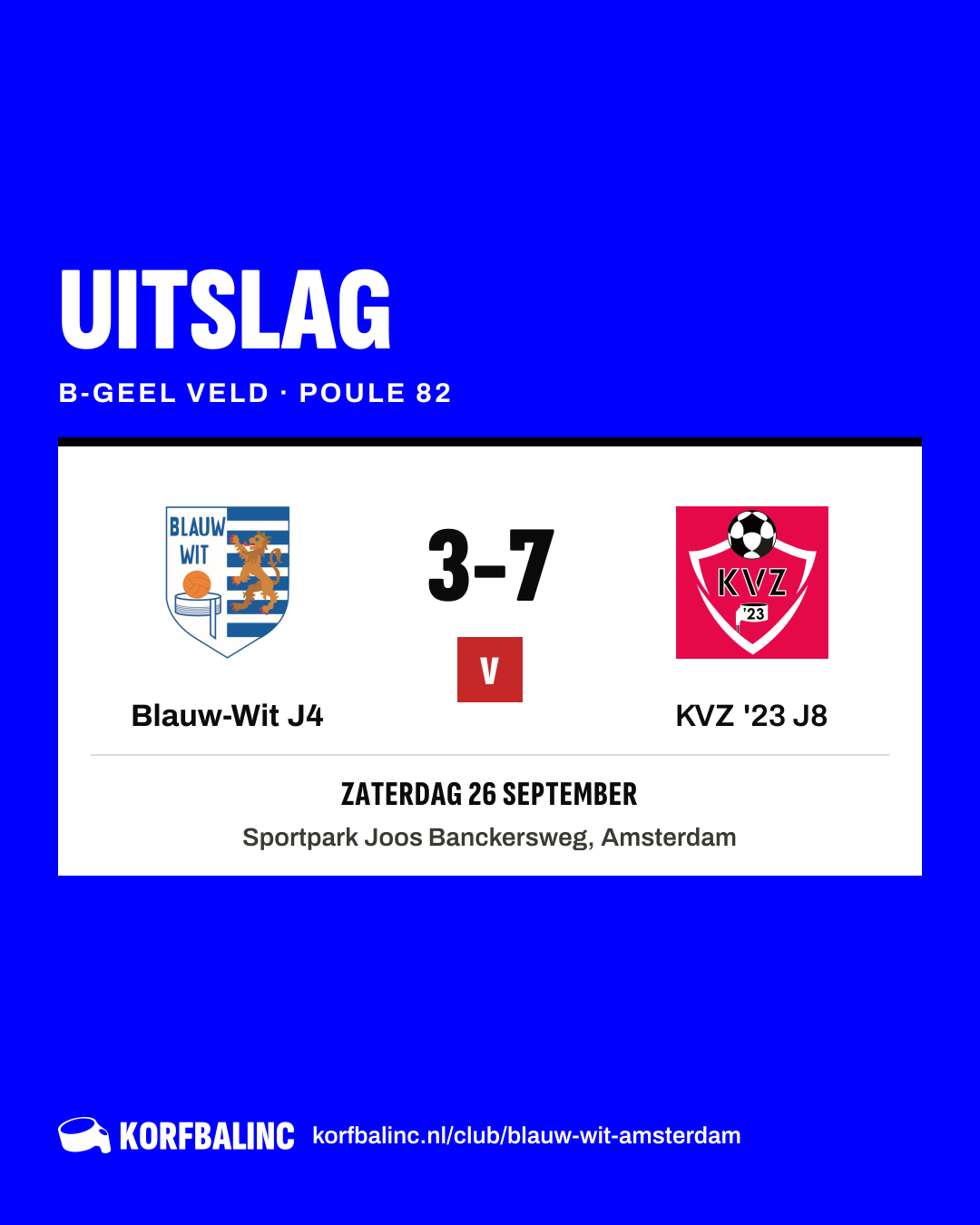 Blauw-Wit J4 - KVZ '23 J8