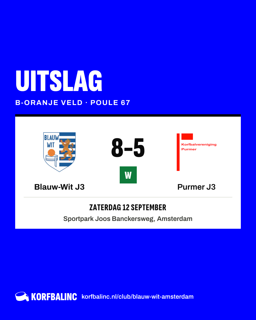 Blauw-Wit J3 - Purmer J3