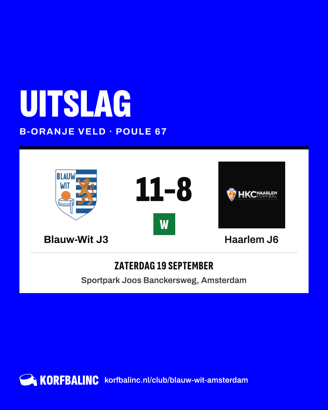 Blauw-Wit J3 - Haarlem J6