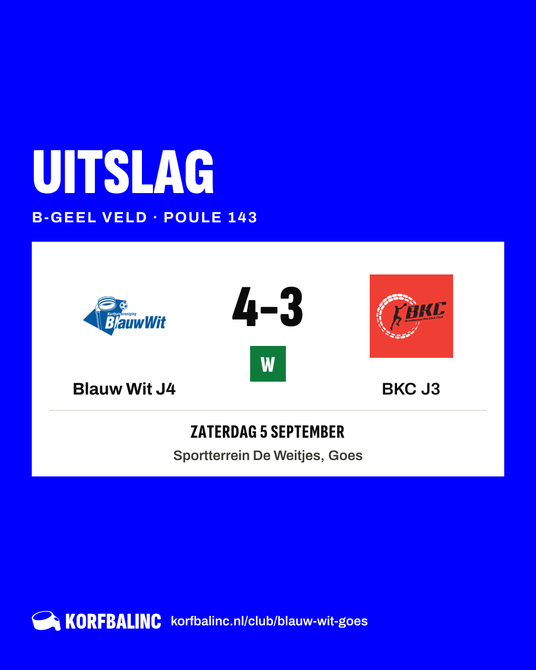 Blauw Wit J4 - BKC J3