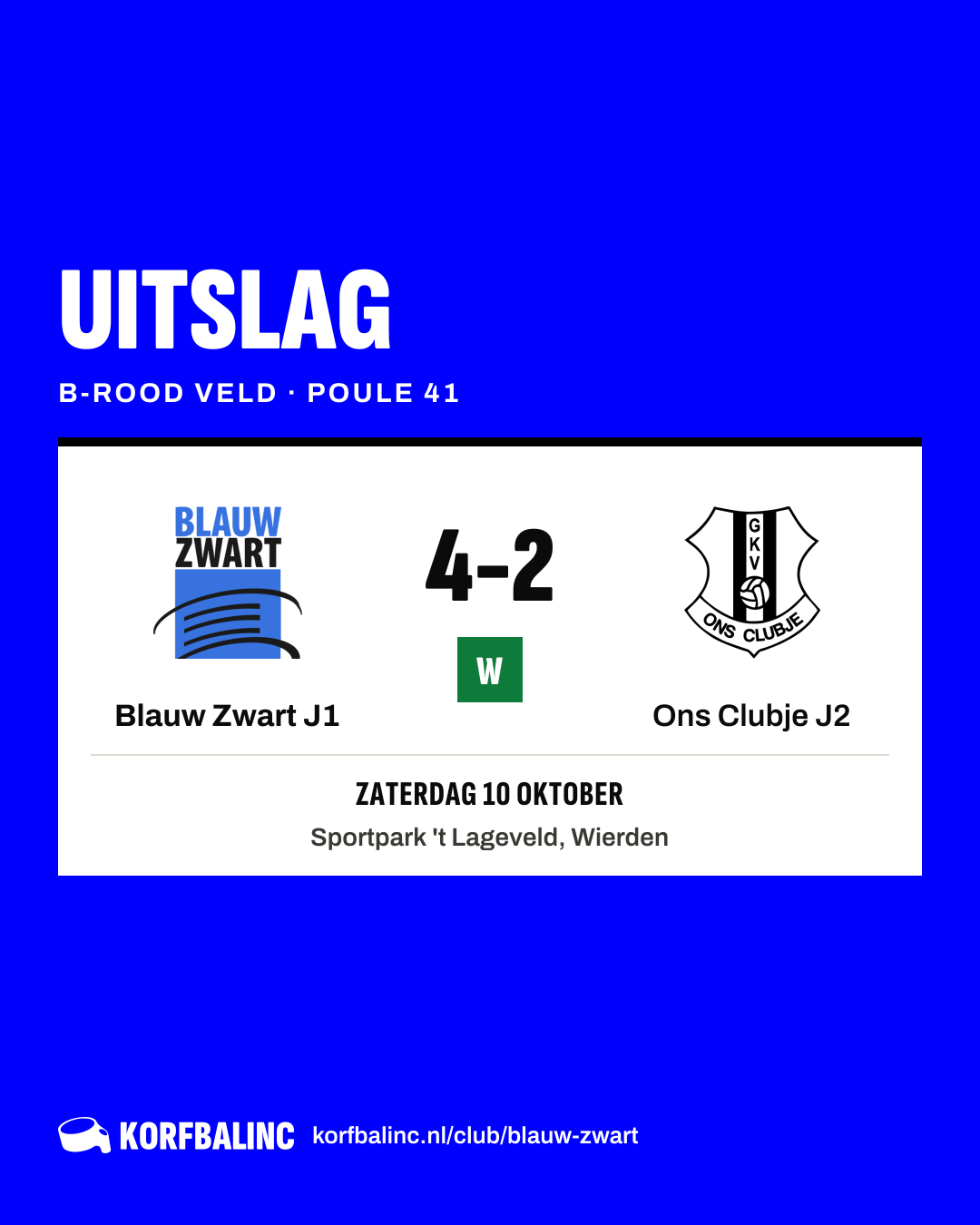 Blauw Zwart J1 - Ons Clubje J2