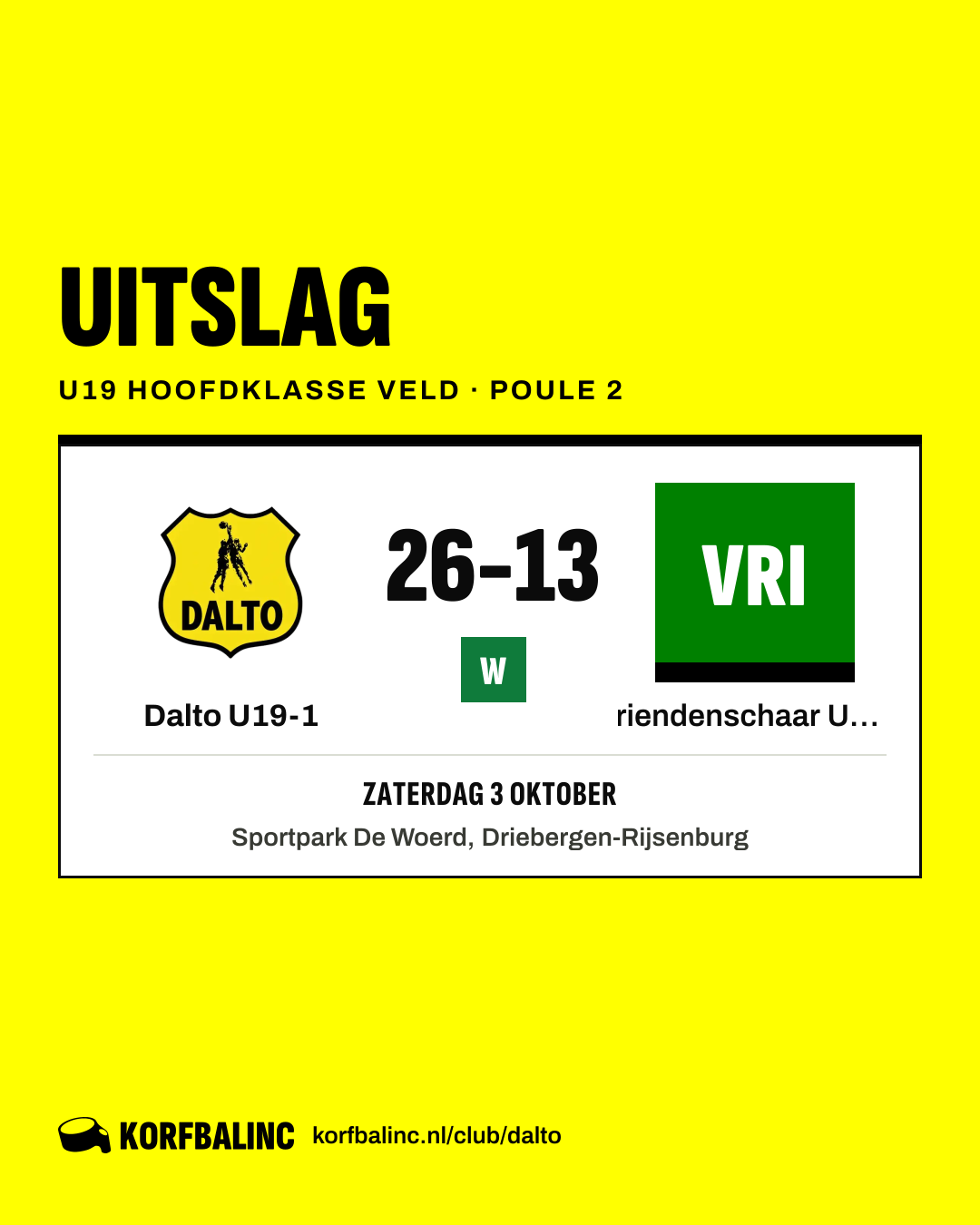 Dalto U19-1 - Vriendenschaar U19-1