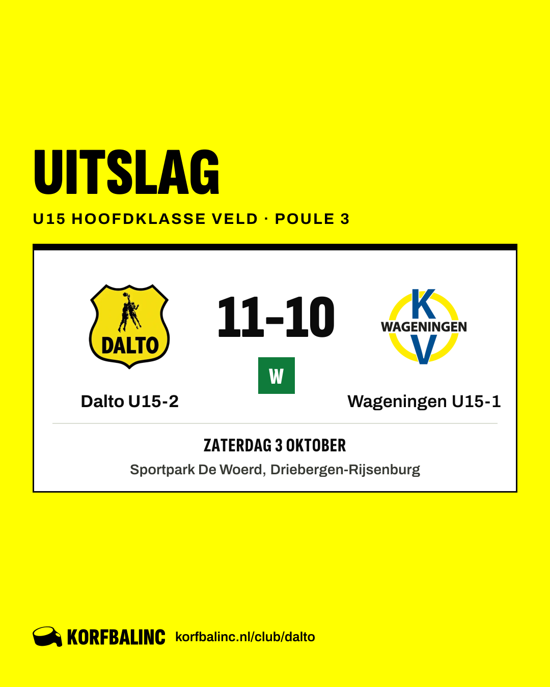 Dalto U15-2 - Wageningen U15-1