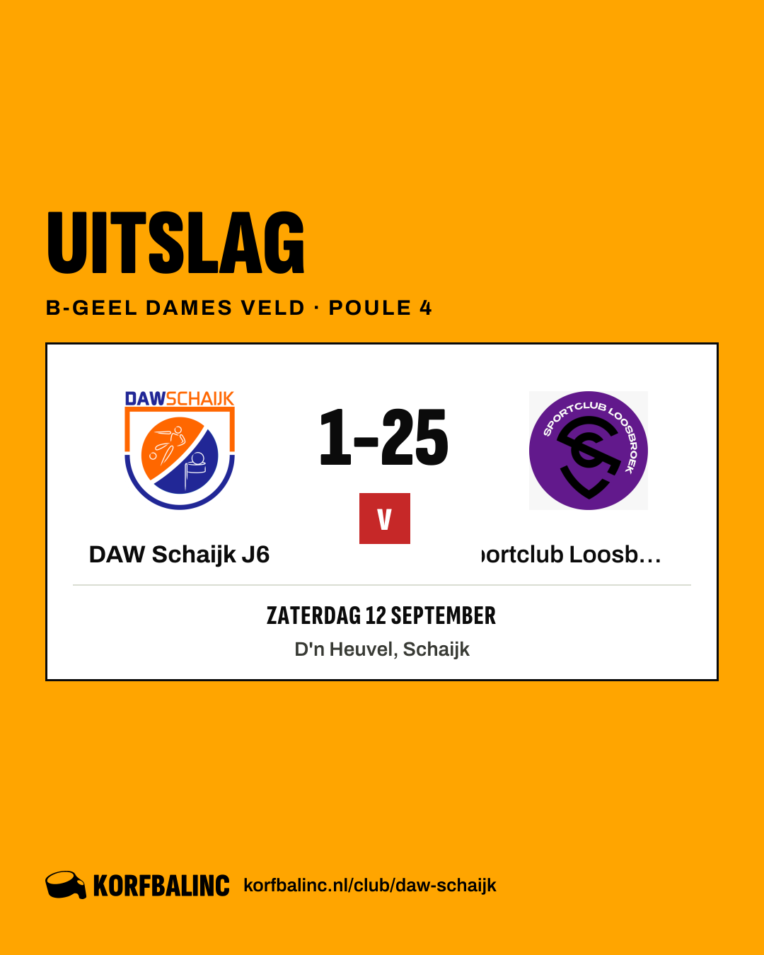 DAW Schaijk J6 - Sportclub Loosbroek J4