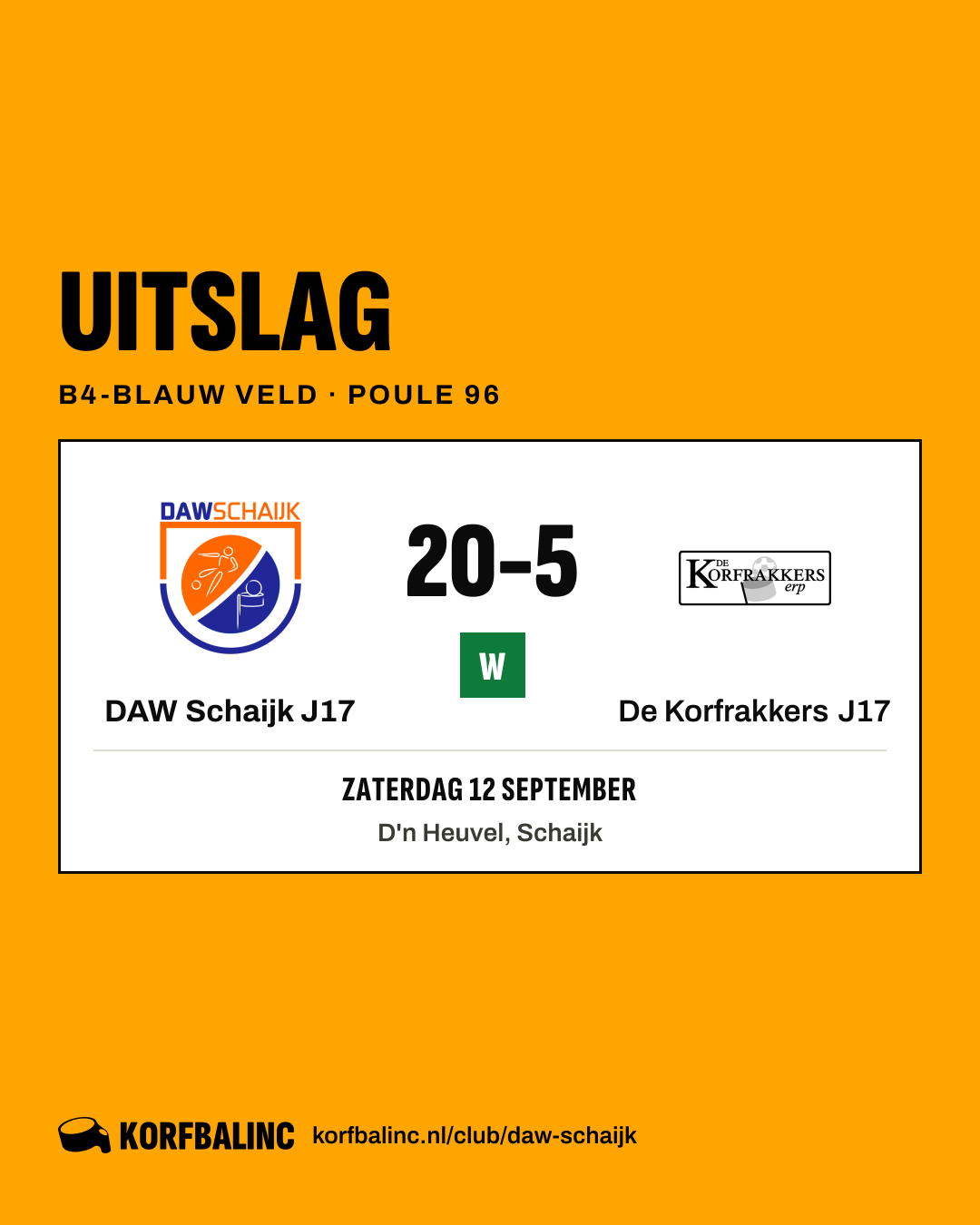 DAW Schaijk J17 - De Korfrakkers J17