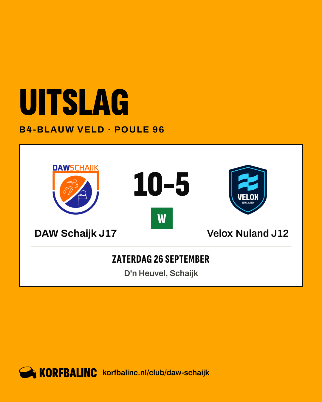 DAW Schaijk J17 - Velox Nuland J12