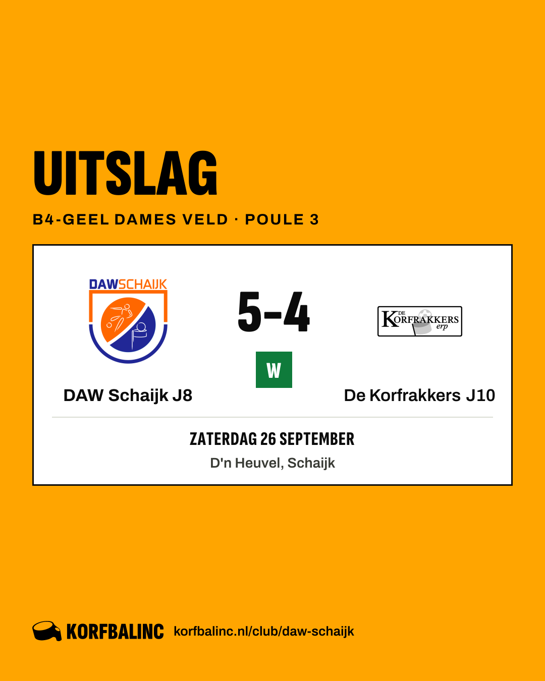 DAW Schaijk J8 - De Korfrakkers J10