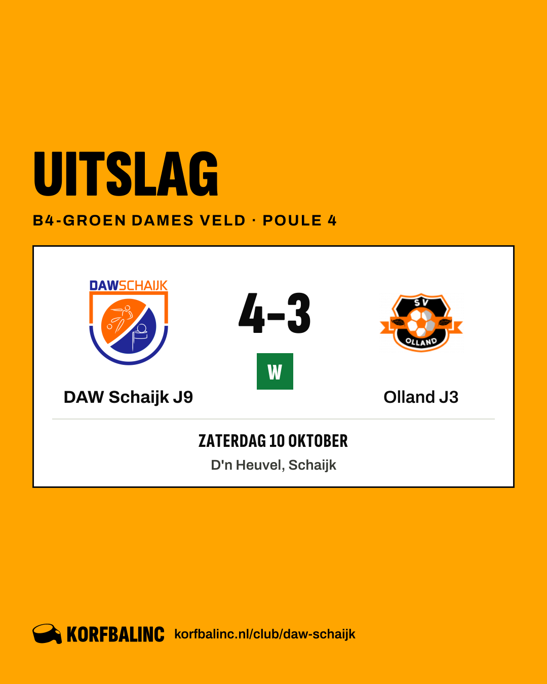 DAW Schaijk J9 - Olland J3