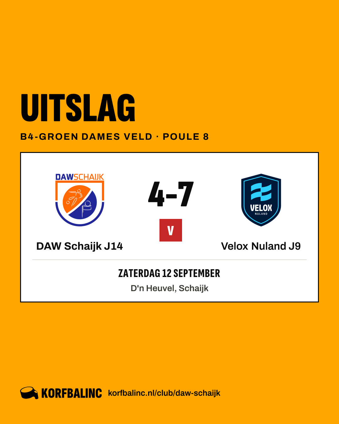 DAW Schaijk J14 - Velox Nuland J9