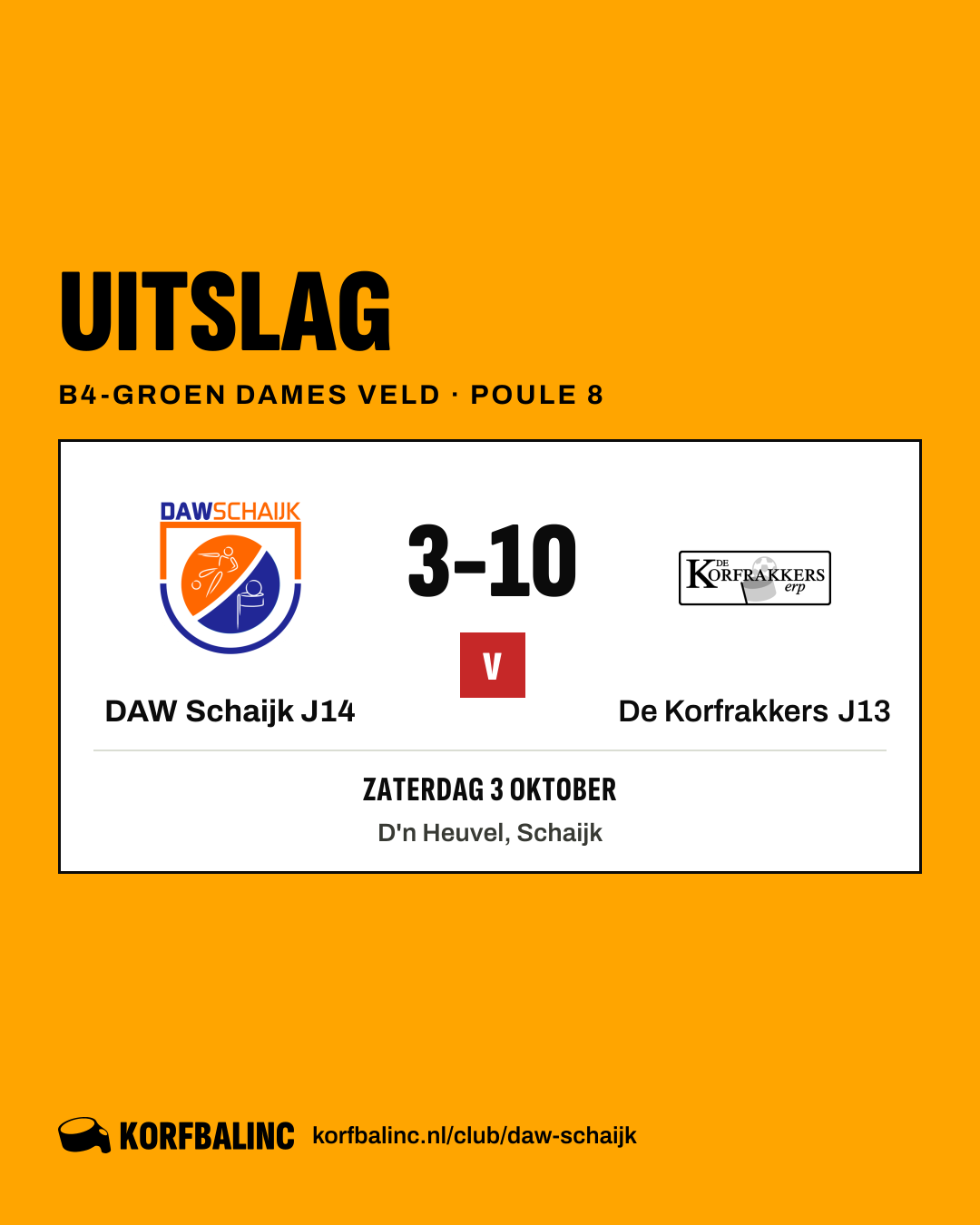 DAW Schaijk J14 - De Korfrakkers J13
