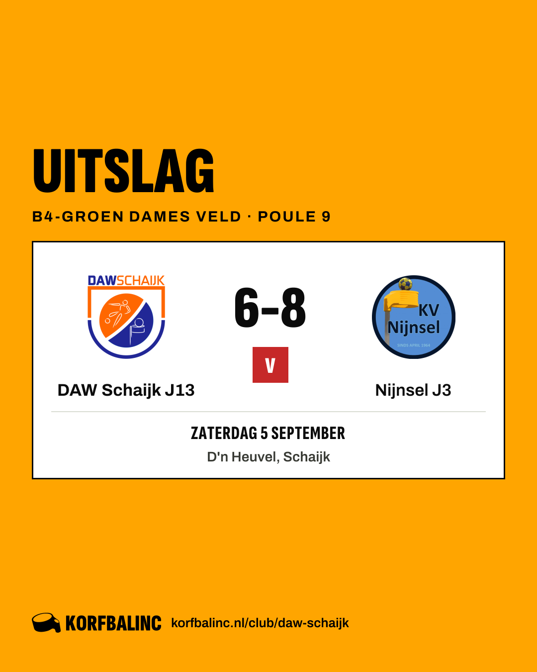 DAW Schaijk J13 - Nijnsel J3