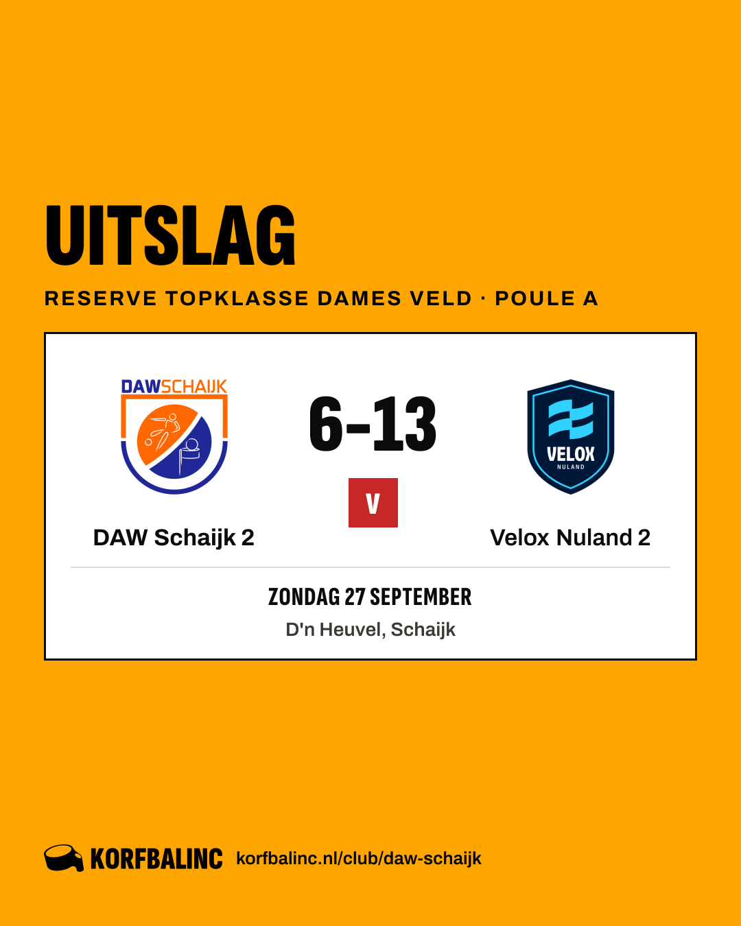 DAW Schaijk 2 - Velox Nuland 2
