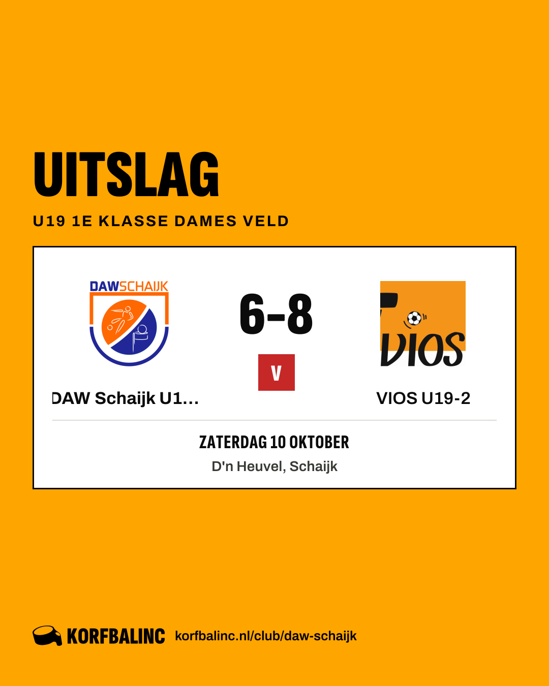 DAW Schaijk U19-1 - VIOS U19-2