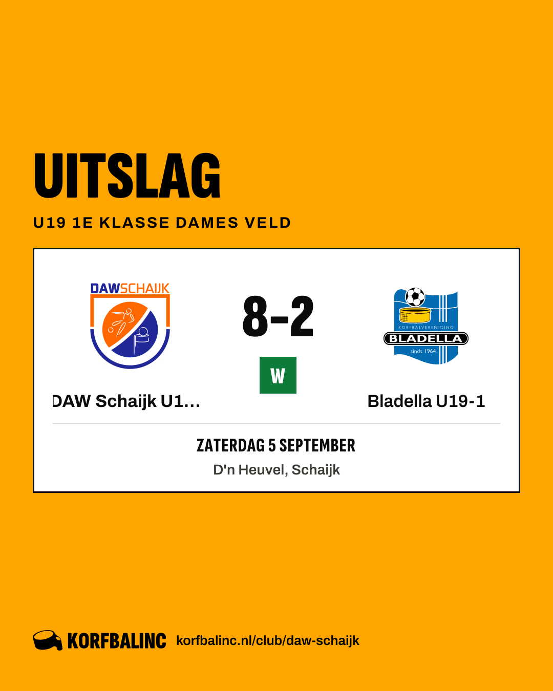 DAW Schaijk U19-1 - Bladella U19-1
