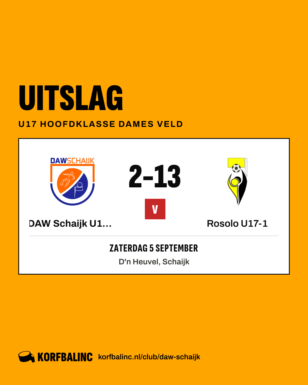 DAW Schaijk U17-1 - Rosolo U17-1