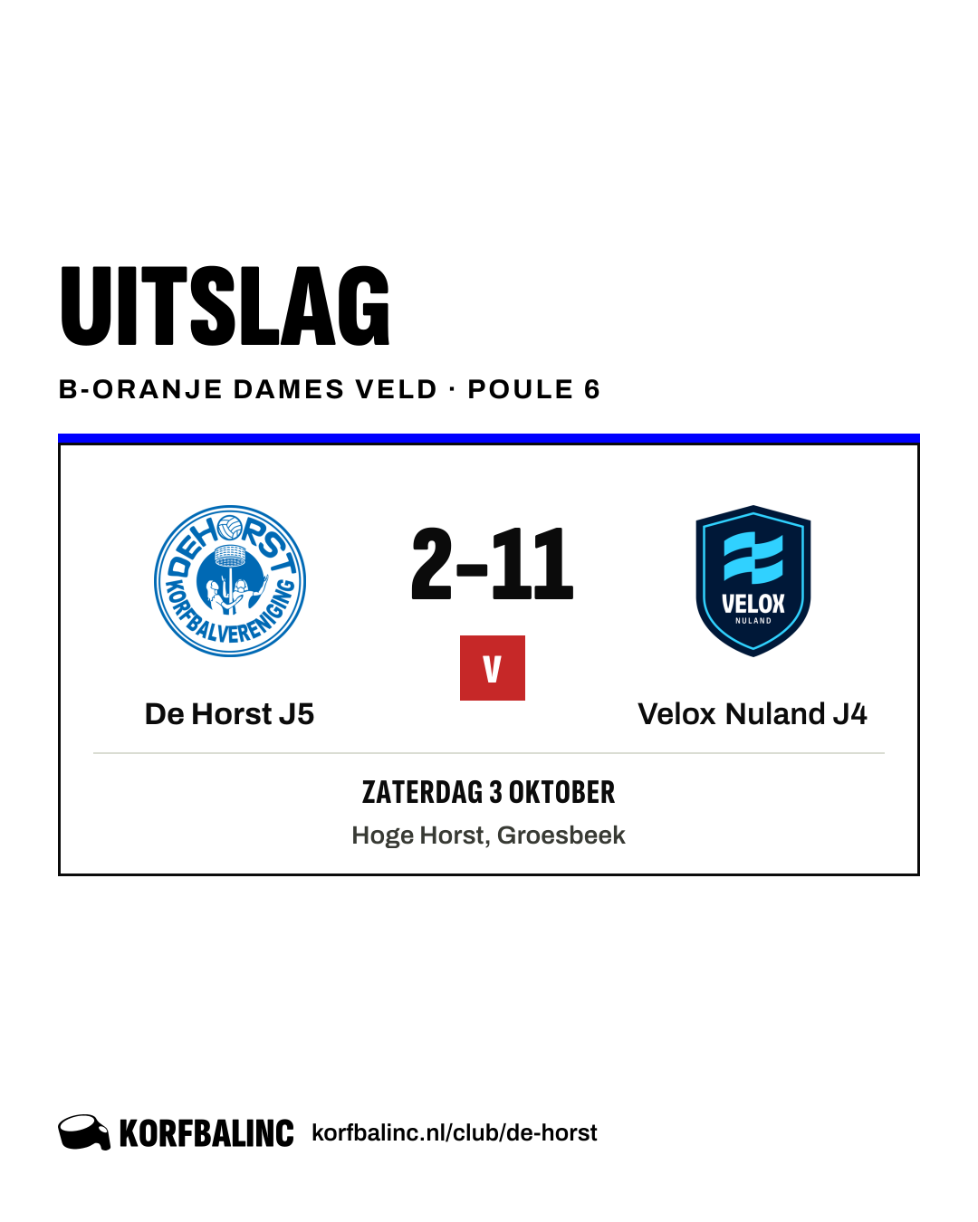 De Horst J5 - Velox Nuland J4