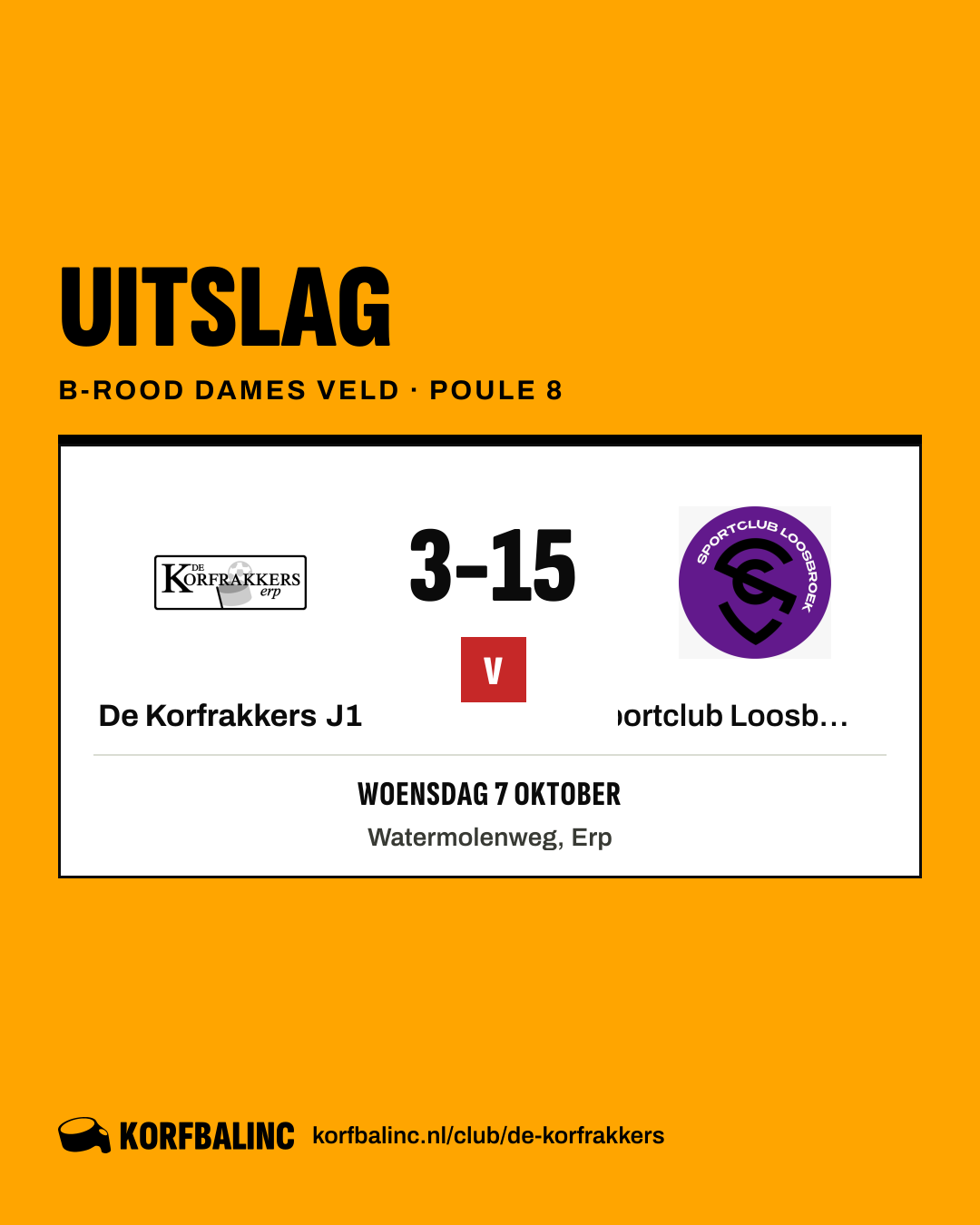 De Korfrakkers J1 - Sportclub Loosbroek J2
