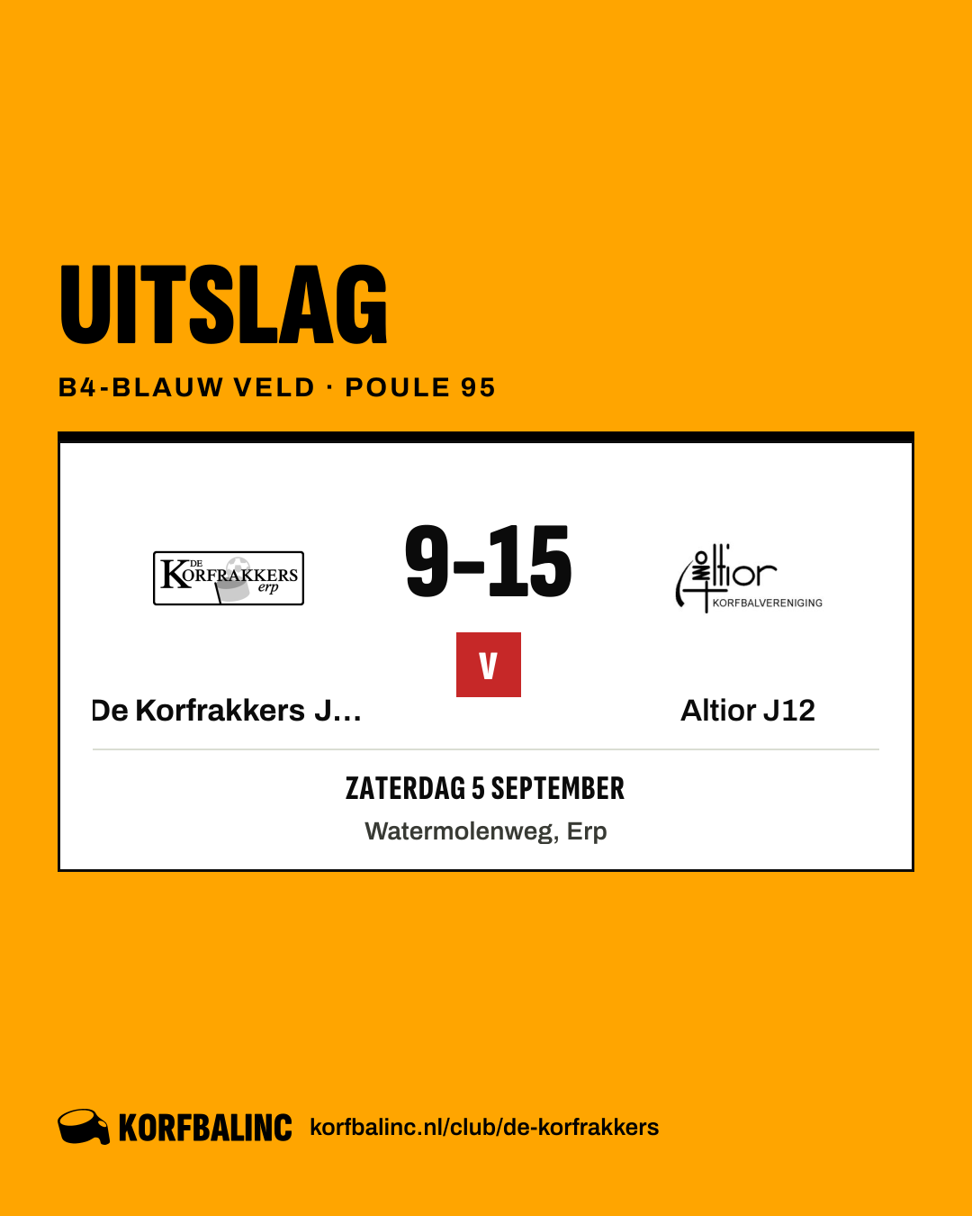 De Korfrakkers J15 - Altior J12