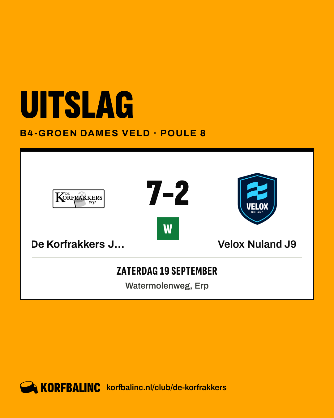 De Korfrakkers J13 - Velox Nuland J9