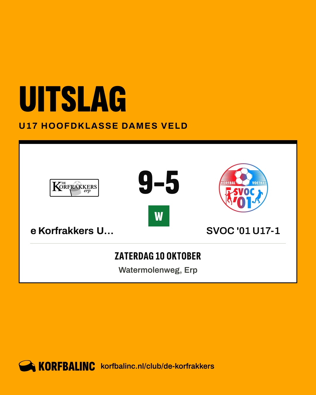De Korfrakkers U17-1 - SVOC '01 U17-1