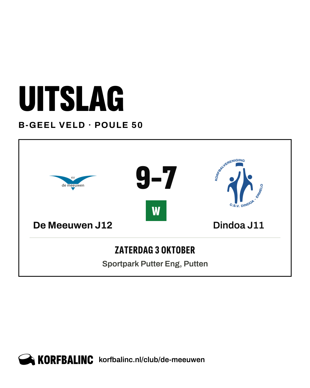 De Meeuwen J12 - Dindoa J11