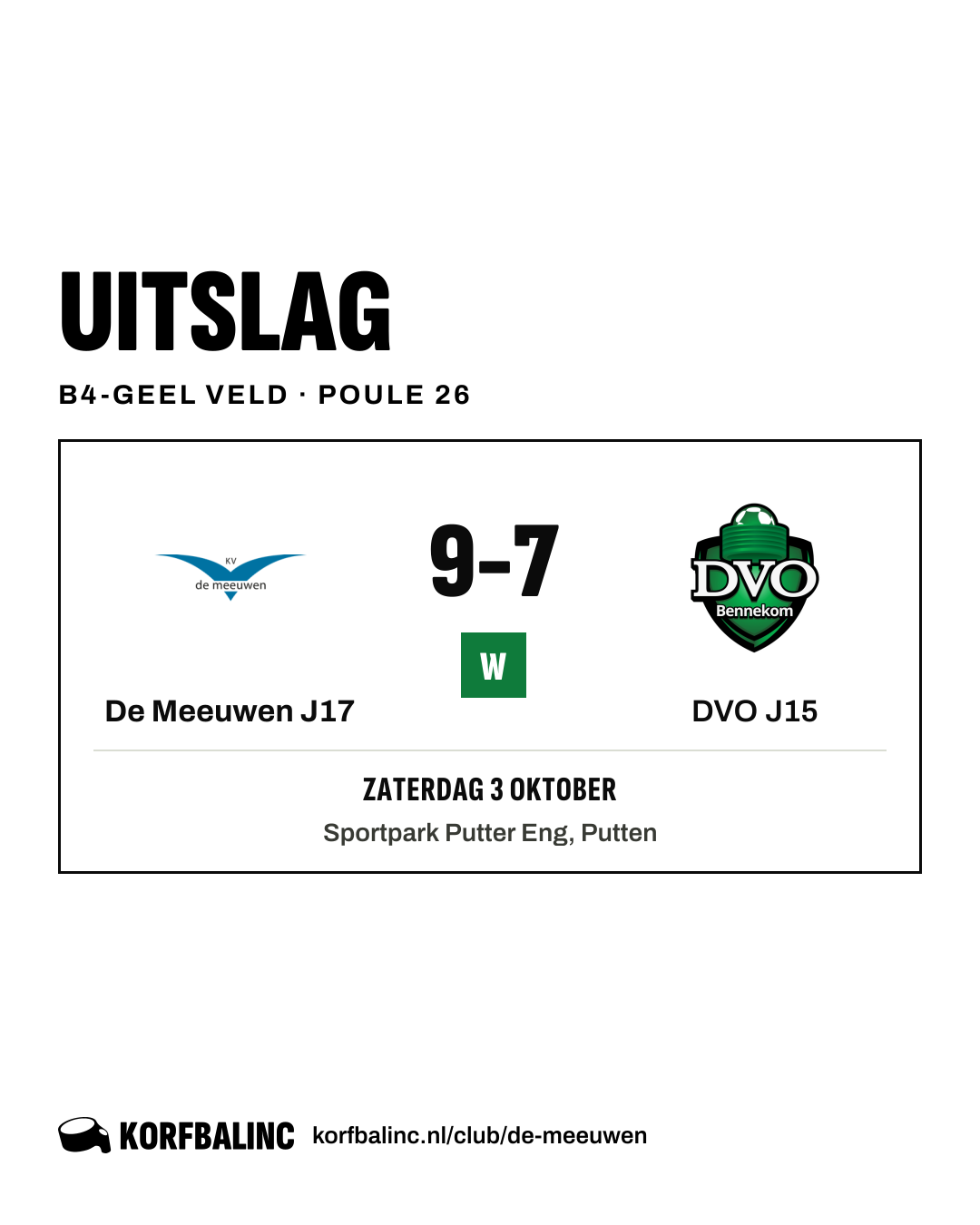 De Meeuwen J17 - DVO J15