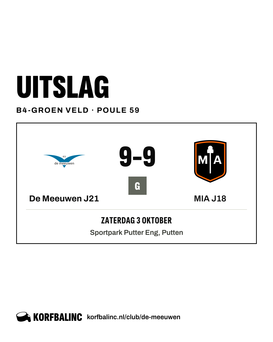 De Meeuwen J21 - MIA J18