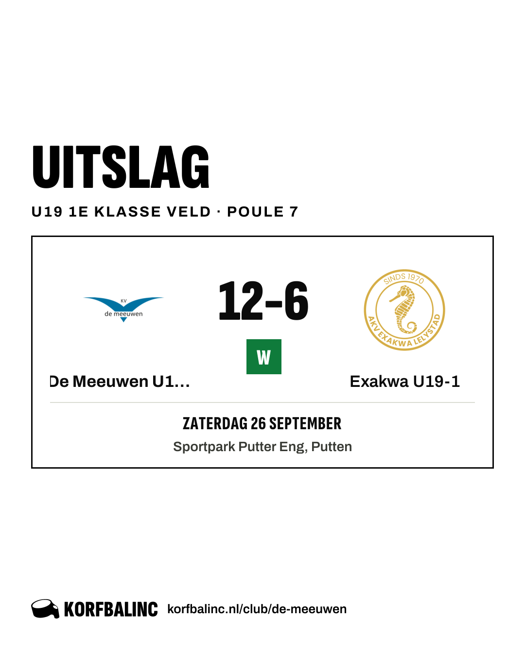 De Meeuwen U19-1 - Exakwa U19-1