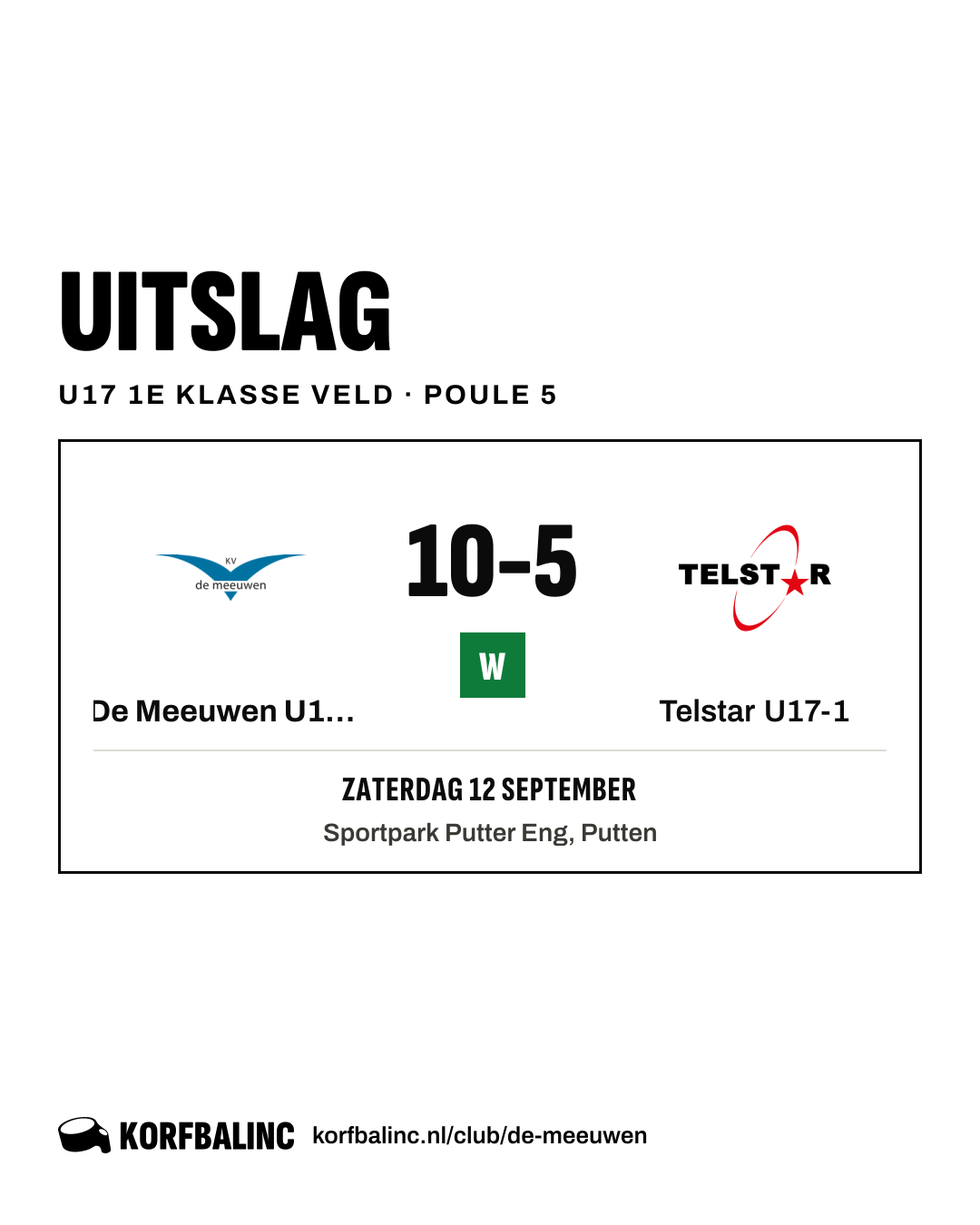 De Meeuwen U17-1 - Telstar U17-1