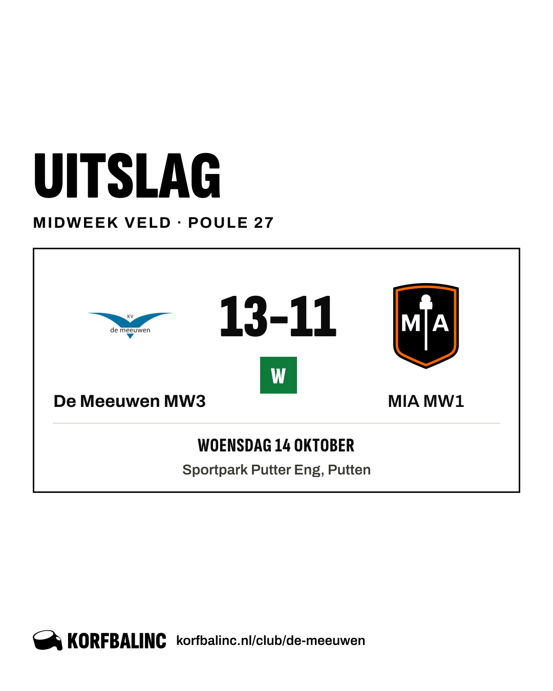 De Meeuwen MW3 - MIA MW1